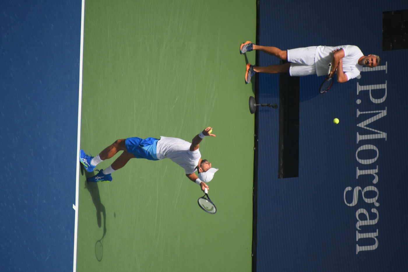 Novak Djokovic practicing at the 2023 US Open